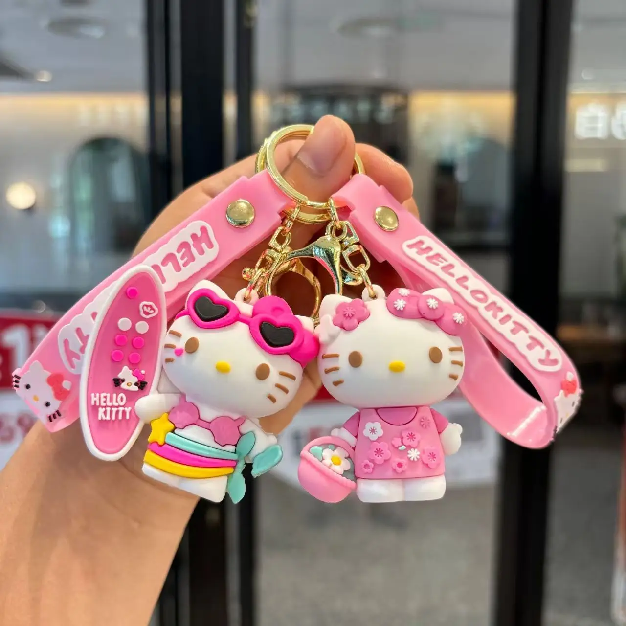 

New Hello Kitty Keychain Kawaii Cartoon Kuromi Car Key Ring Melody Cute Cinnamoroll Backpack Pendant Ornaments Girls Gifts