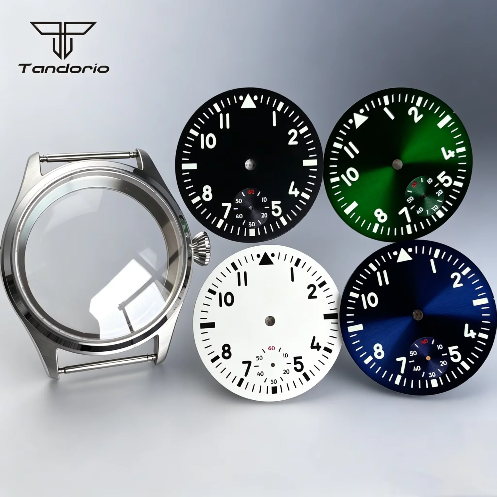 42mm Retro Piloten-Uhrengehäuse+Zifferblatt-Set Saphirglas Passend für ETA6498/6497 ST3621/3600 Handaufzugswerk Mechanische Armbanduhr-Teile
