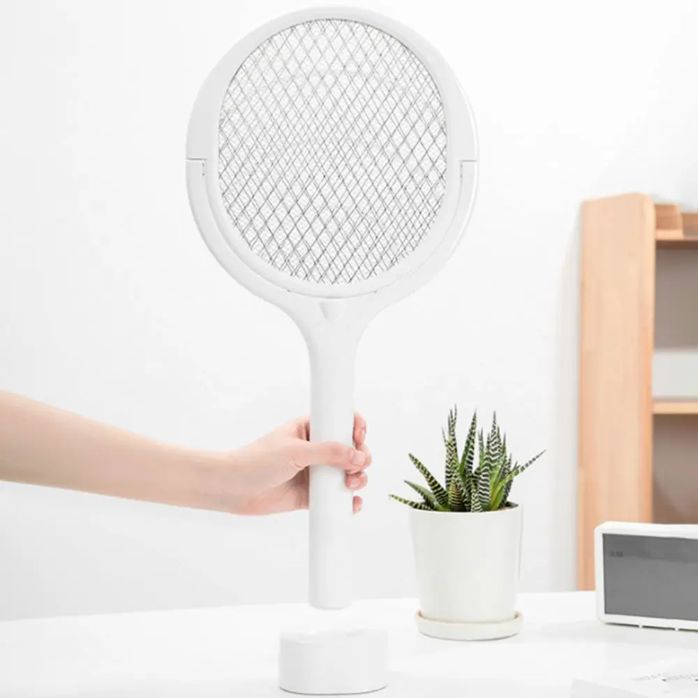 

Rechargeable Electric Mosquito Swatter Adjustable Angle with Telescopic Rod Fly Swatter UV Light Rotating Head Mosquito Zapper