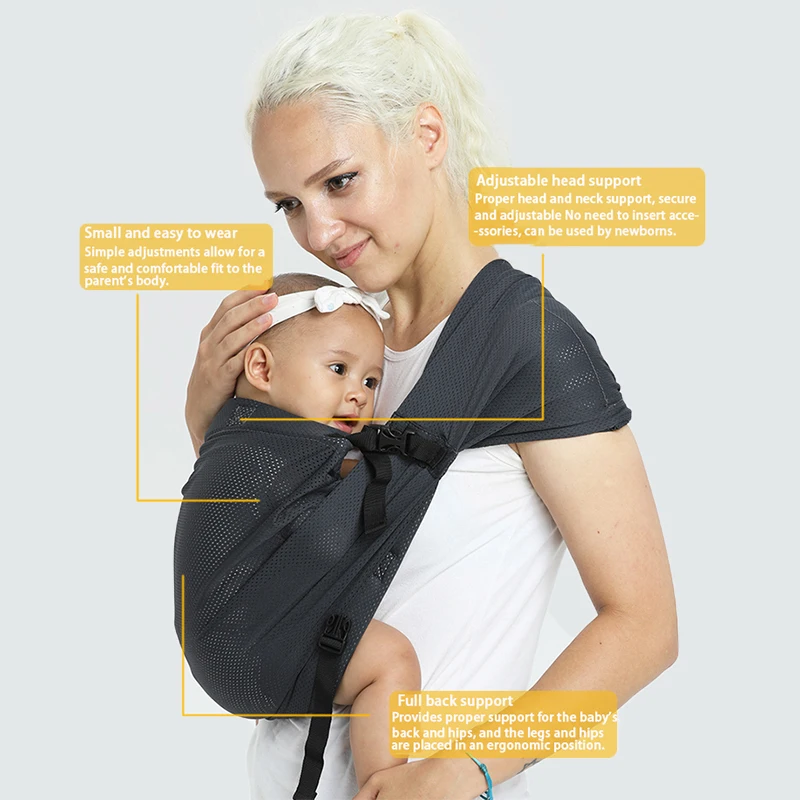 CUBY Breathable Carrier Adjustable Buckle light Sling for Newborn Baby carriers shoulder QuickDry carrier for 2-36m newborn baby