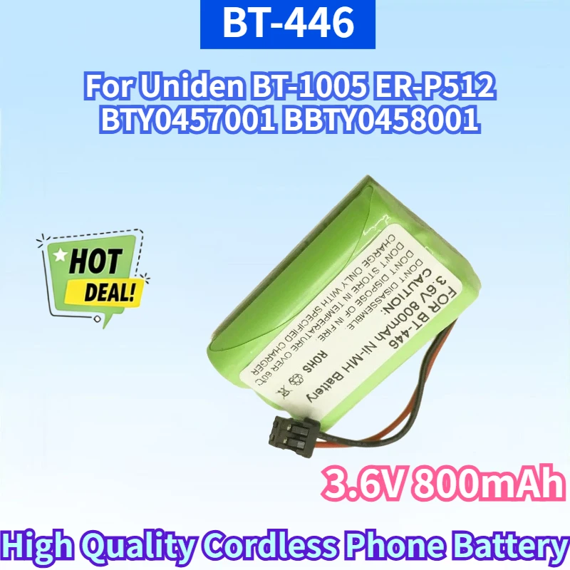 

New BT-446 3.6V 800mAh AAA Ni-MH Cordless Phone Rechargeable Battery for Uniden BT-1005 ER-P512 BTY0457001 BBTY0458001 Battery