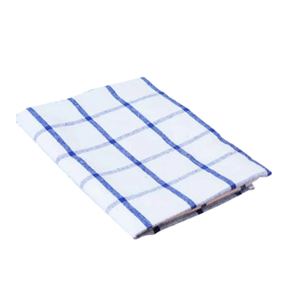 Placemat, Cotton Stylish Western Style Atmosphere Enhancement Blue Gingham Stripe Pattern Fully Washed