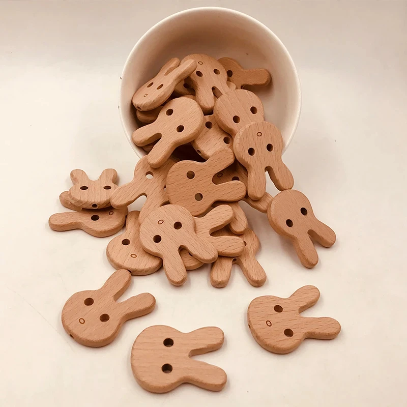 ABCPICK 20PCS Natural Beech Wood Animal Beads Bear Necklace/Bracelet Toys DIY Pacifier Chain Jewelry Making Handmade Accessories