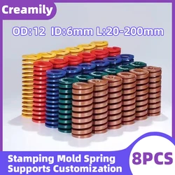 Creamily 8PCS Die Mold Spring Stamping Alloy Steel Compression Springs Outer Dia 12mm Inside Dia 6mm Length 20-200mm