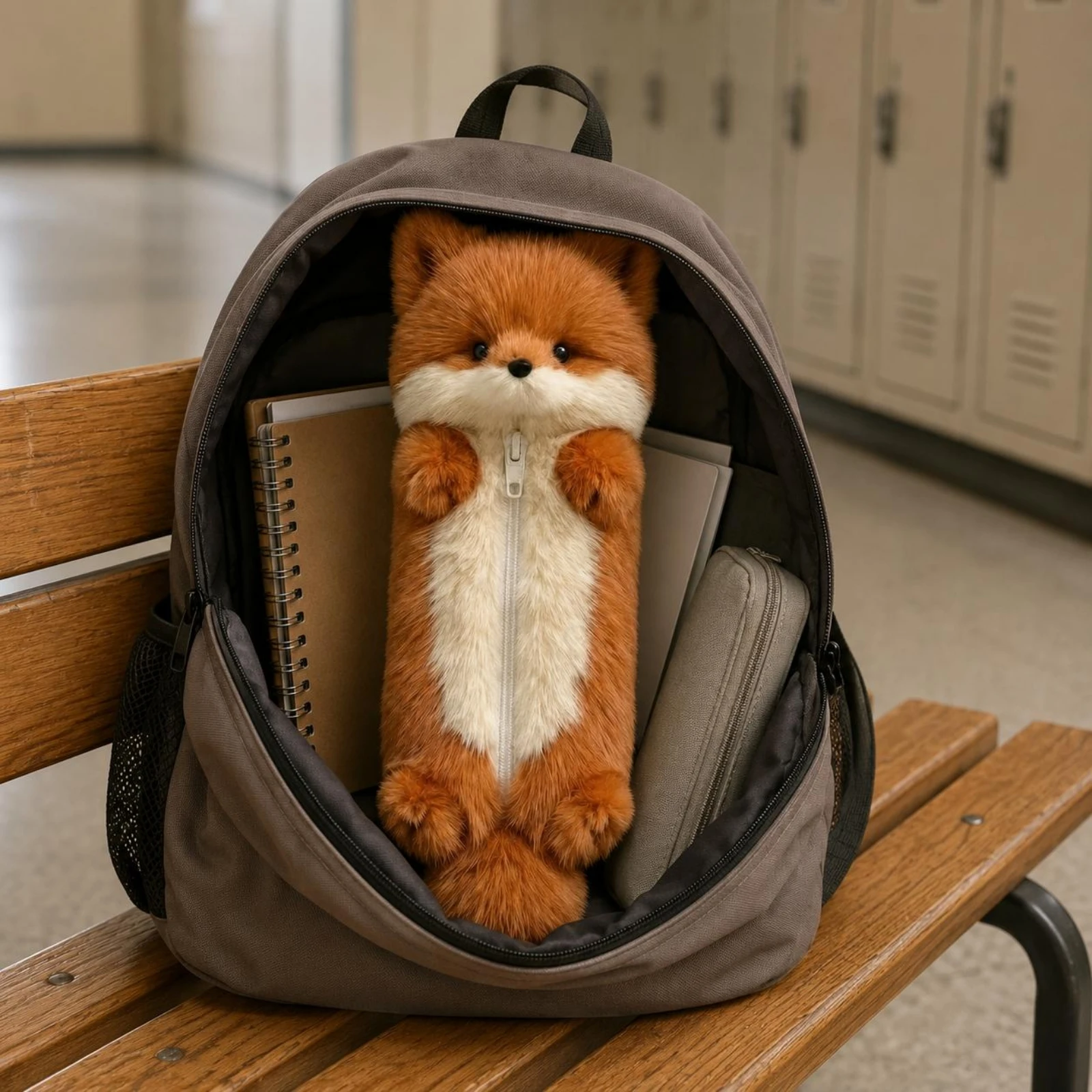 Animal Writing Instrument Case Furry Tail Fuzzy Animal Case Stationery Soft Feel School Supply Large Capacity