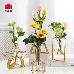 Nordic Gold Vaas Hydroponic Home Decoraties Modern Glas Gedroogde Bloempot Ornament Kleine Vazen Kamer Interieur Accessoires
