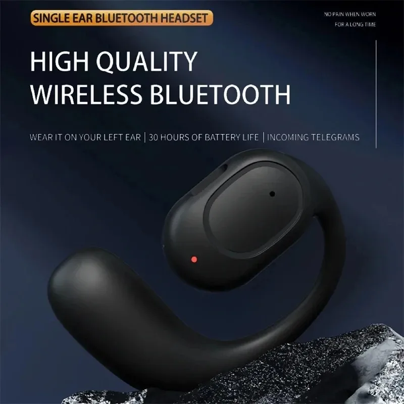 Single One Ear Hook Bone Conduction Bluetooth Headset Wireless Open Ear Headphones With Built-in Microphone Noise Canceling Hand view 6