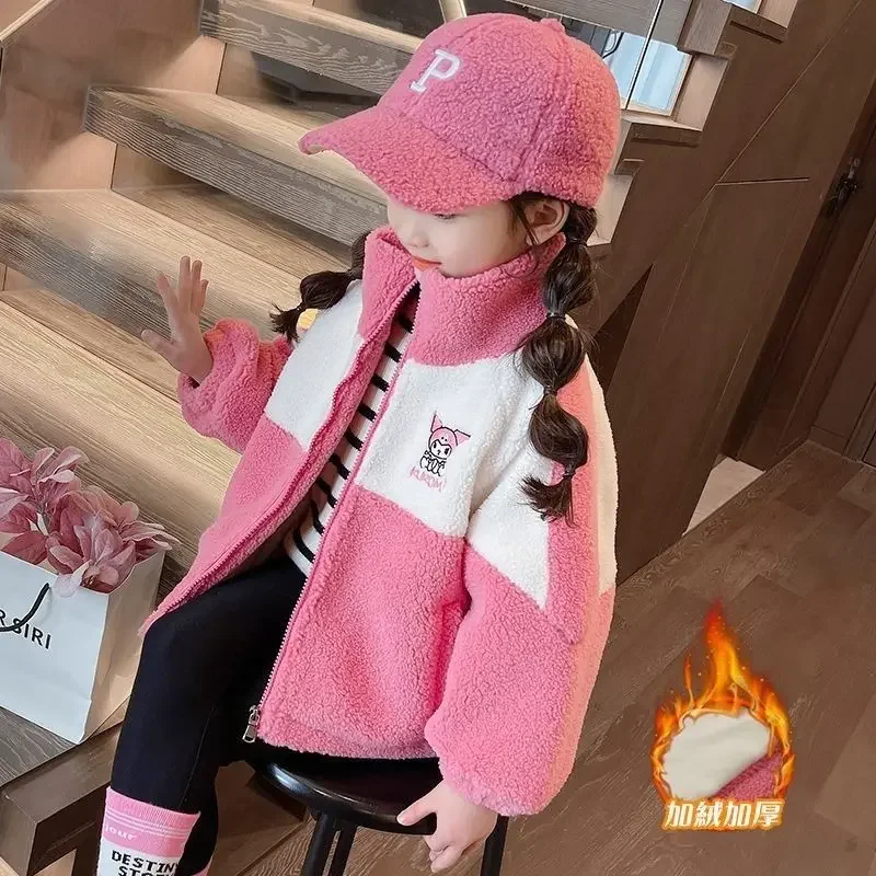 Manteau mignon à manches longues Anime Smile pour enfants, veste de dessin animé Kawaii, Sanurgente Ins, vêtements doux Kuromi, cadeaux de mode, automne et hiver