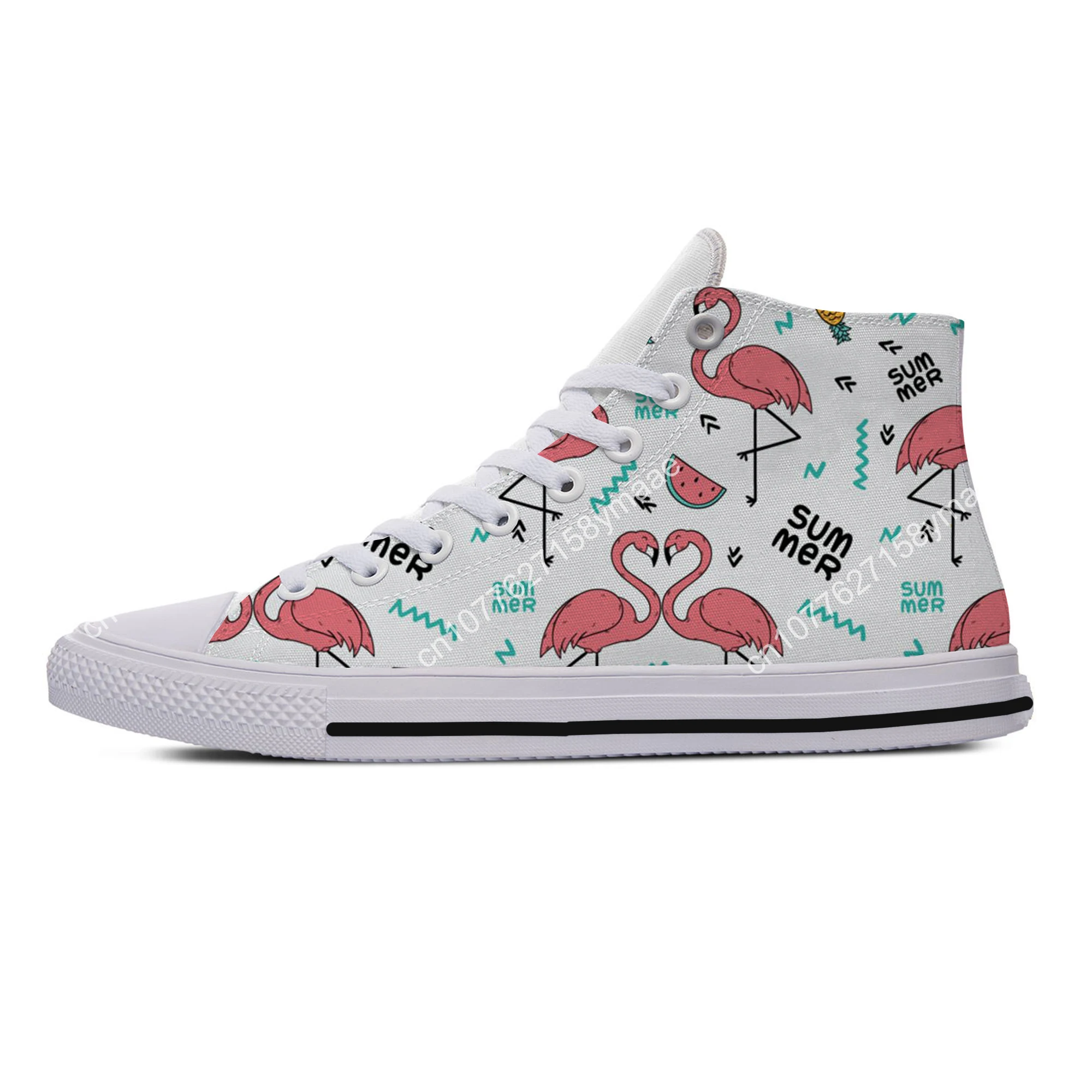 Hot Fashion Woman Man Sneakers Casual Board Shoes High Quality High Help Canvas Shoes Animal Flamingo Classic High Help Shoes