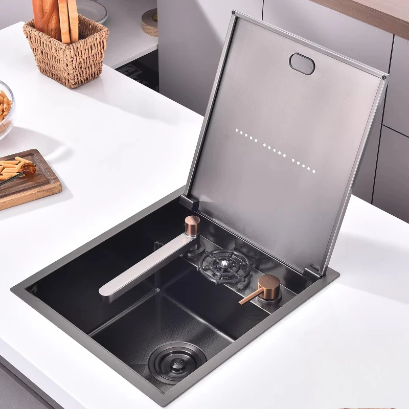 

304 Stainless Steel Invisible Sink Bar Table Small Single Slot Kitchen Table Cup Washer