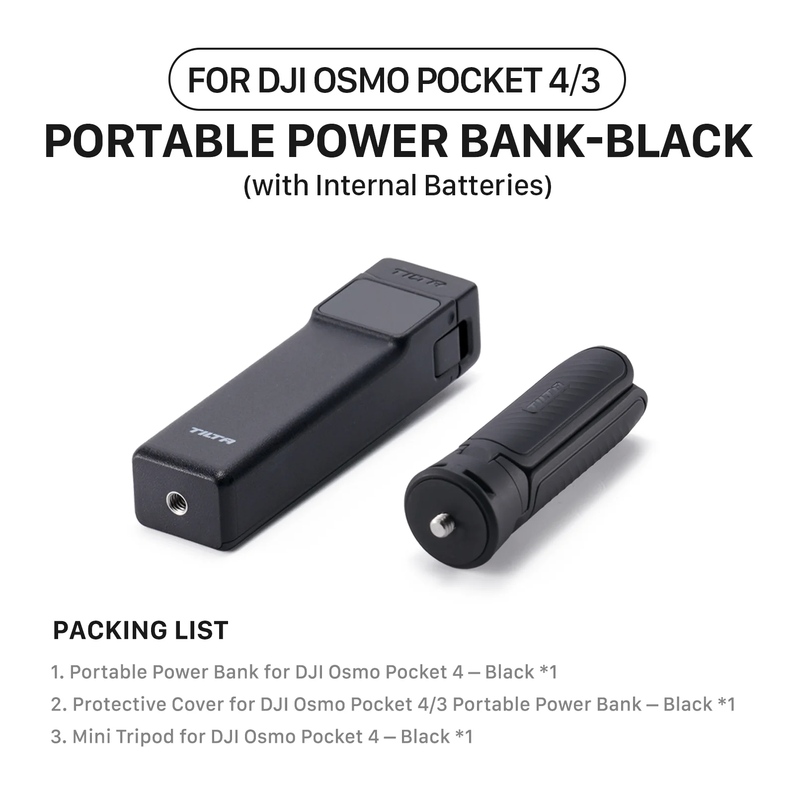 TILTA Draagbare Powerbank voor DJI Osmo Pocket 4, Pocket 4 Pro, Pocket 3, Mini Externe Batterijhouder, Reislader, Camera