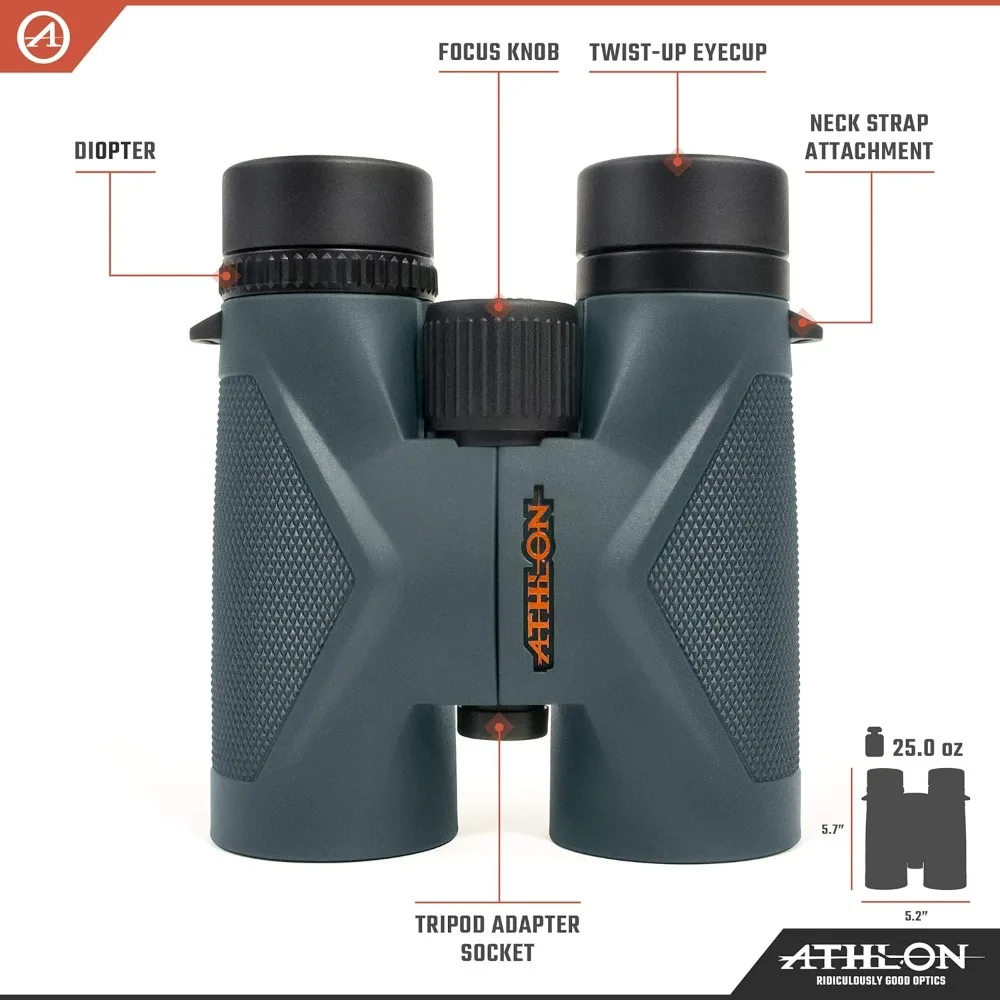 UHD Gray Binoculars with ED Glass for Adults and Kids, High-Powered Binoculars for Hunting, Birdwatching, and More