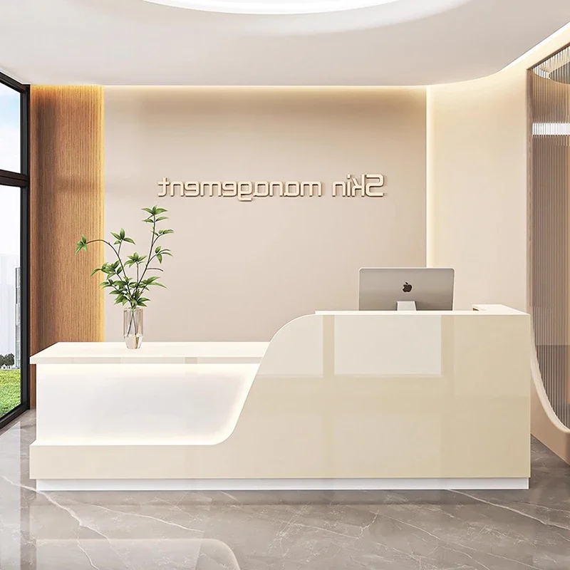 Premium Creative Beauty Salon Reception Desk Unique Style Drawers Reception Desks Recepcja Do Salonu Pieknosci Office Furniture