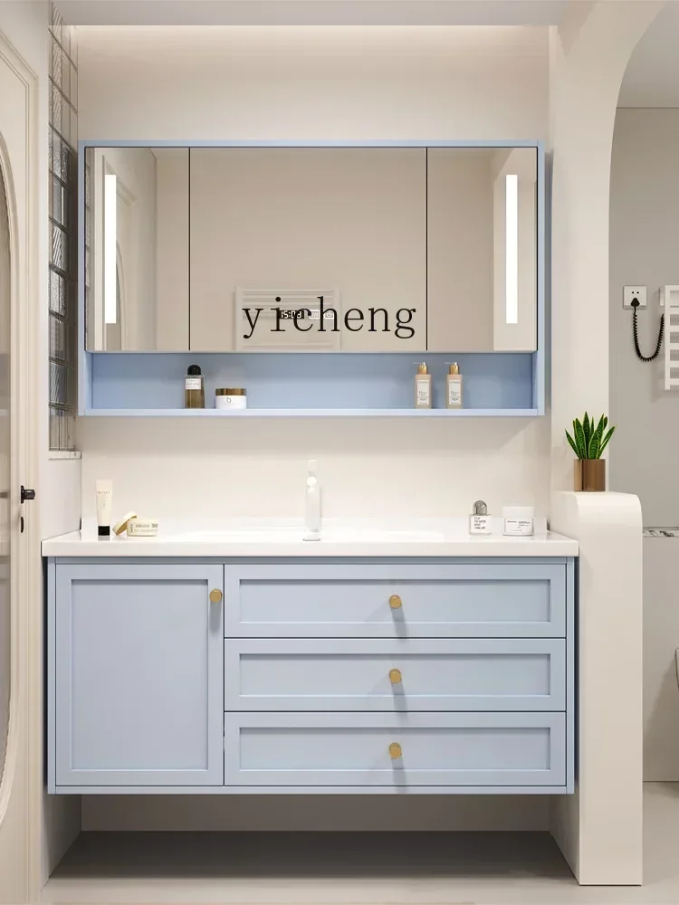 i10.10-Bathroom Cabinet Combination Ceramic Whole Washbin Rubber Wood Paint Washstand Wash Basin