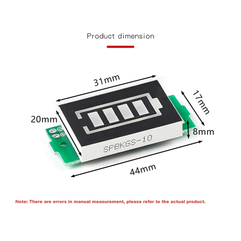 1/2/3/4/6/7/8S Lithium Battery Fuel Gauge Display Module 3-Strings LED Lithium Battery Pack Indicator Board, 10Pcs