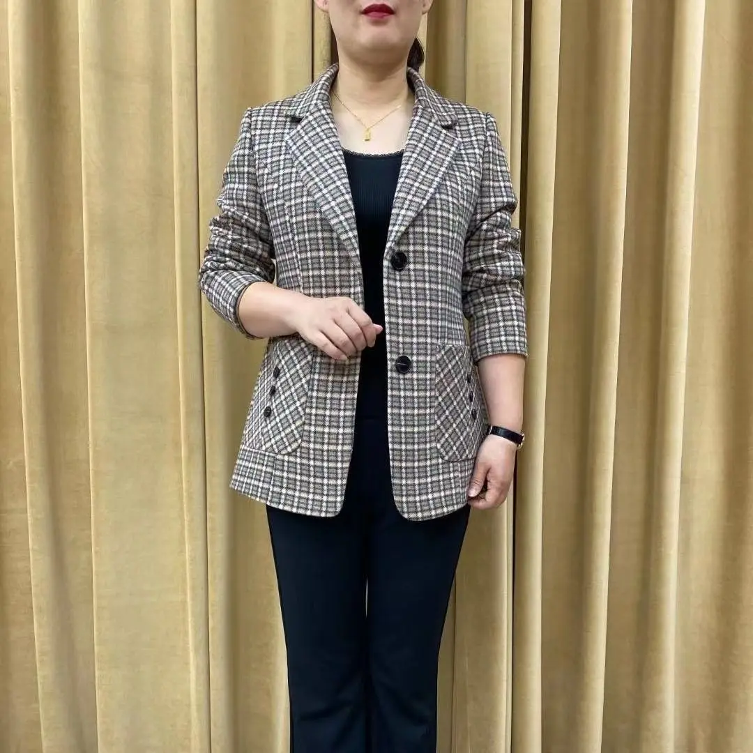 Plus size plaid blazer Pinterest pin inclusive professional wear