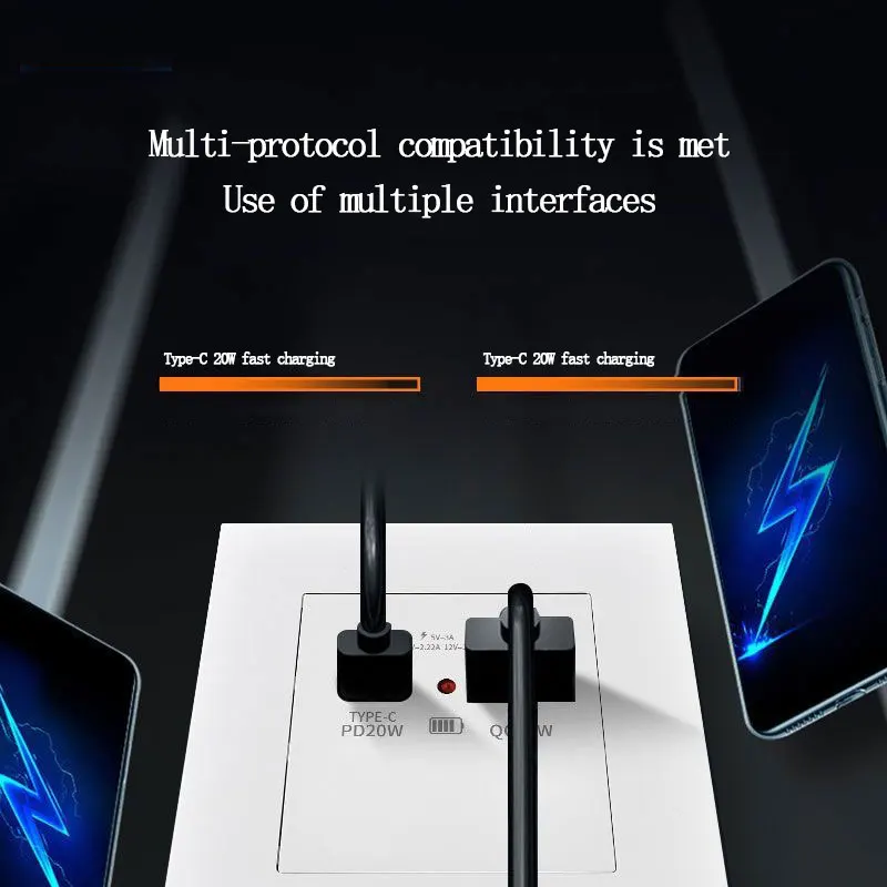 20W GaN Super Fast Charge Panel 86 Type-C Home Use 220V to 5V Dual USB Socket for Efficient Power Conversion And Charging