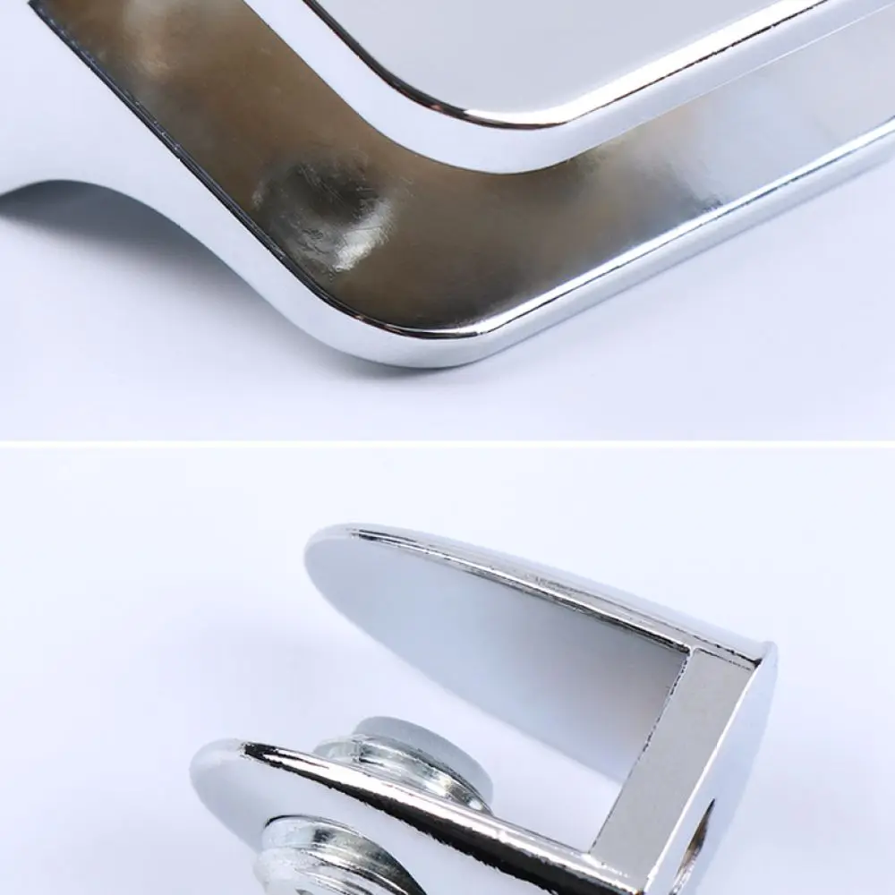 Polished Zinc Alloy Fish Mouth Glass Clamp Holder Support Bracket For 5 12MM Thick Wood Board Wall Installation