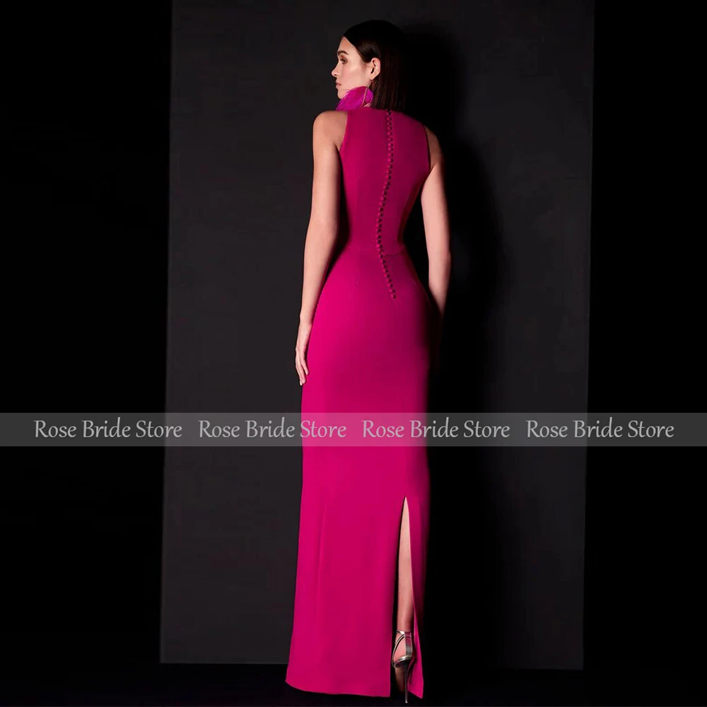 Luxury Wedding Party Dresses for Women 2024 Fuchsia Formal Evening Gowns Mermaid O Neck Trumpet Elegant Prom Dress with Cape