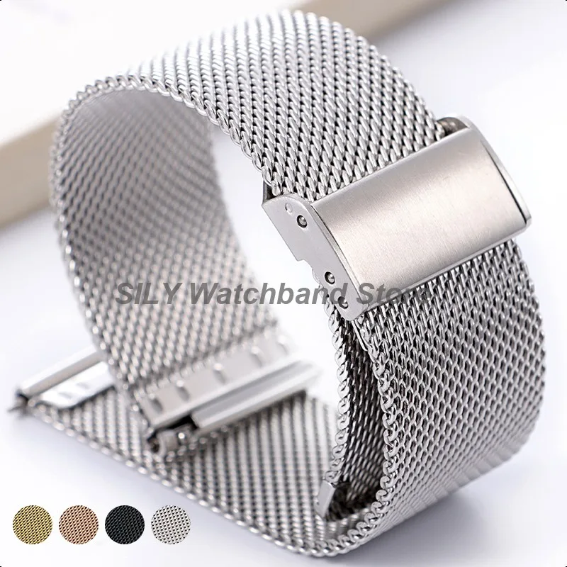 Stainless Steel Watch Band for Milanese Watch Bracelet 0.6 Milanese Mesh Loop Metal Strap 18mm 20mm 22mm Quick Release Wristbelt