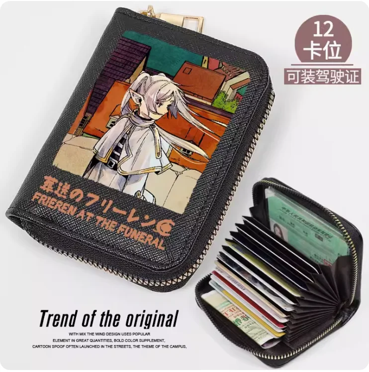 Anime Frieren at the Funeral  Fashion Wallet PU Purse Card Coin Zipper Cash Holder Bag Cosplay Gift B262