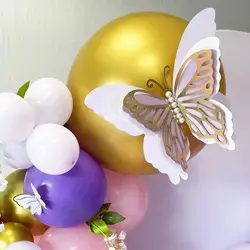 2pcs Butterfly Removable Mural Stickers Large Size Simulation Butterflies Hollow Four-layer with Pearl Home Birthday Party Decor
