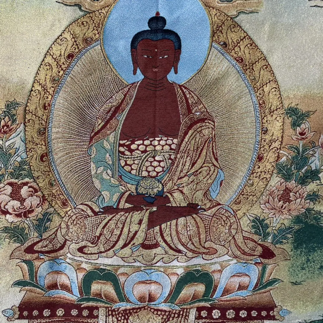 35"Thangka Embroidery Tibetan Buddhism silk Embroidery Shakyamuni Medicine Buddha worship buddha