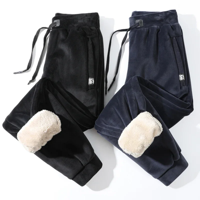 

Plus size 8XL Cashmere Pants Men's Winter Lambskin Cashmere Pants Warm Male Casual Pants Pants Lined Fleece Trousers Sweatpants