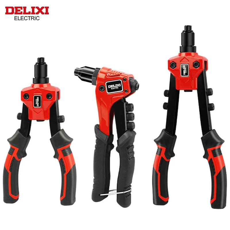DELIXI ELECTRIC Rivet Gun Ręczny Profesjonalny Pistolet Naciągowy Ergonomiczny i Wysoka Dźwignia (8in,10in,12 W)