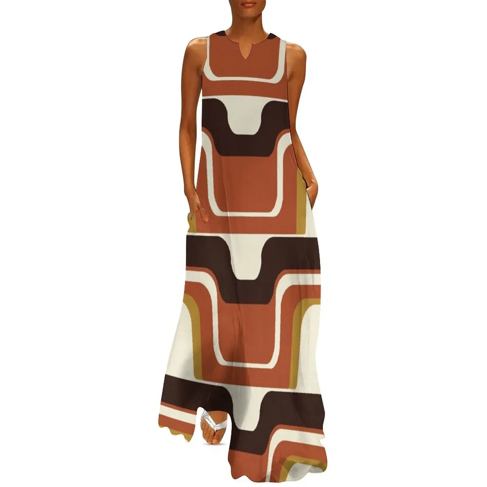 

Mid-Century Modern Meets 1970s Rust Long Dress sexy short dresses daring Clothing Dress