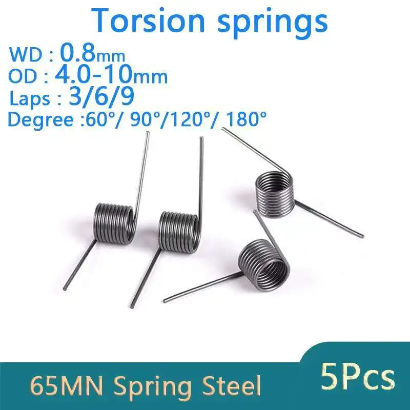 Wire Diameter: 0.8mm  Premium 65Mn Steel V-Shaped Torsion Spring - Accurate Torque, Durable, Anti-Fatigue, Various Sizes Offered