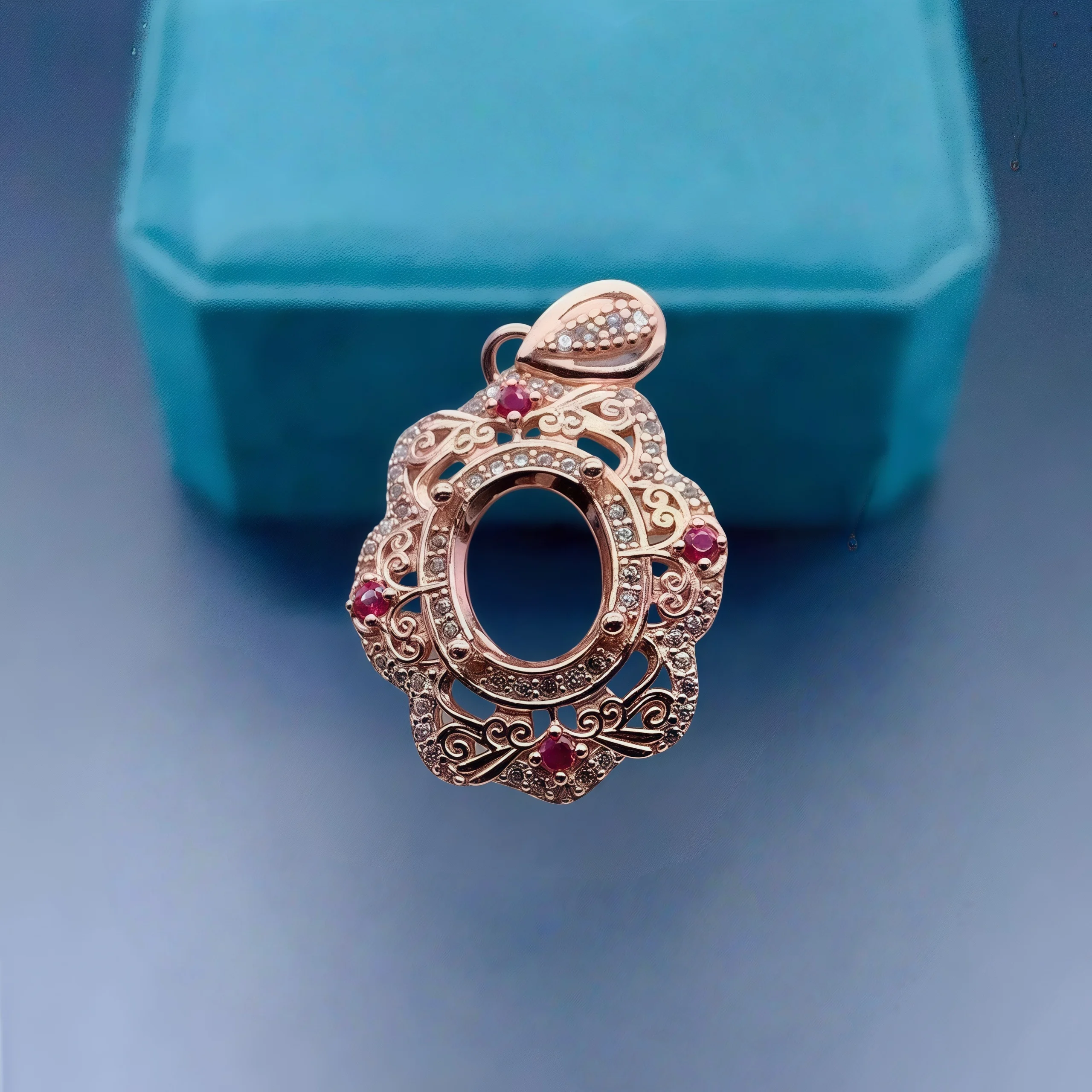 

DIY Pendant Empty Holder S925 Sterling Silver Setting 7*9mm Ellipse Stone Fine Luxury Vintage Pattern Wedding Jewelry for Woman