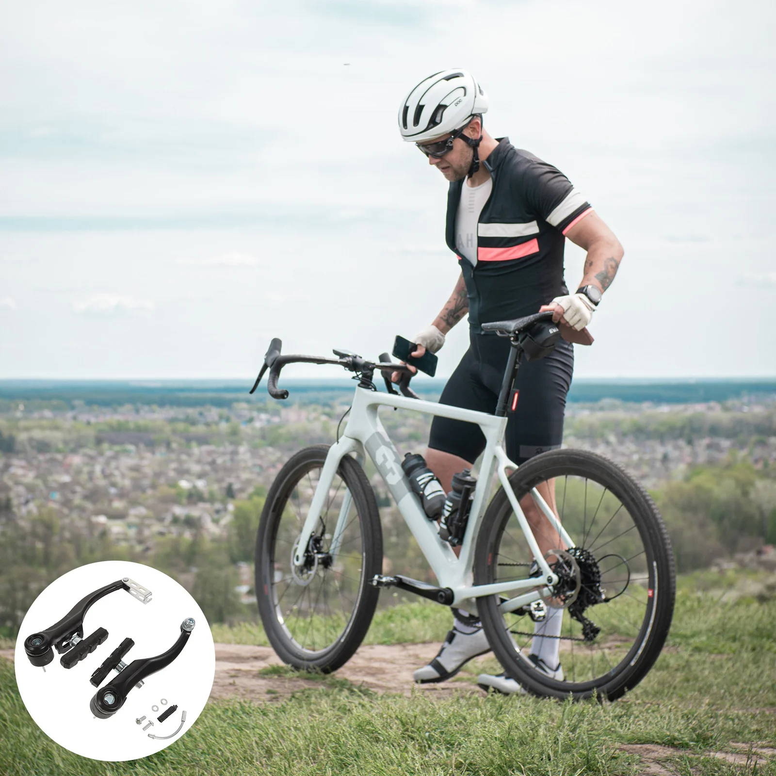 1Pair Bike Brake Lever Strong Metal Mountain Bike Brakes Replacement Part Rain Weather Resistant Cycling Brake Calipers