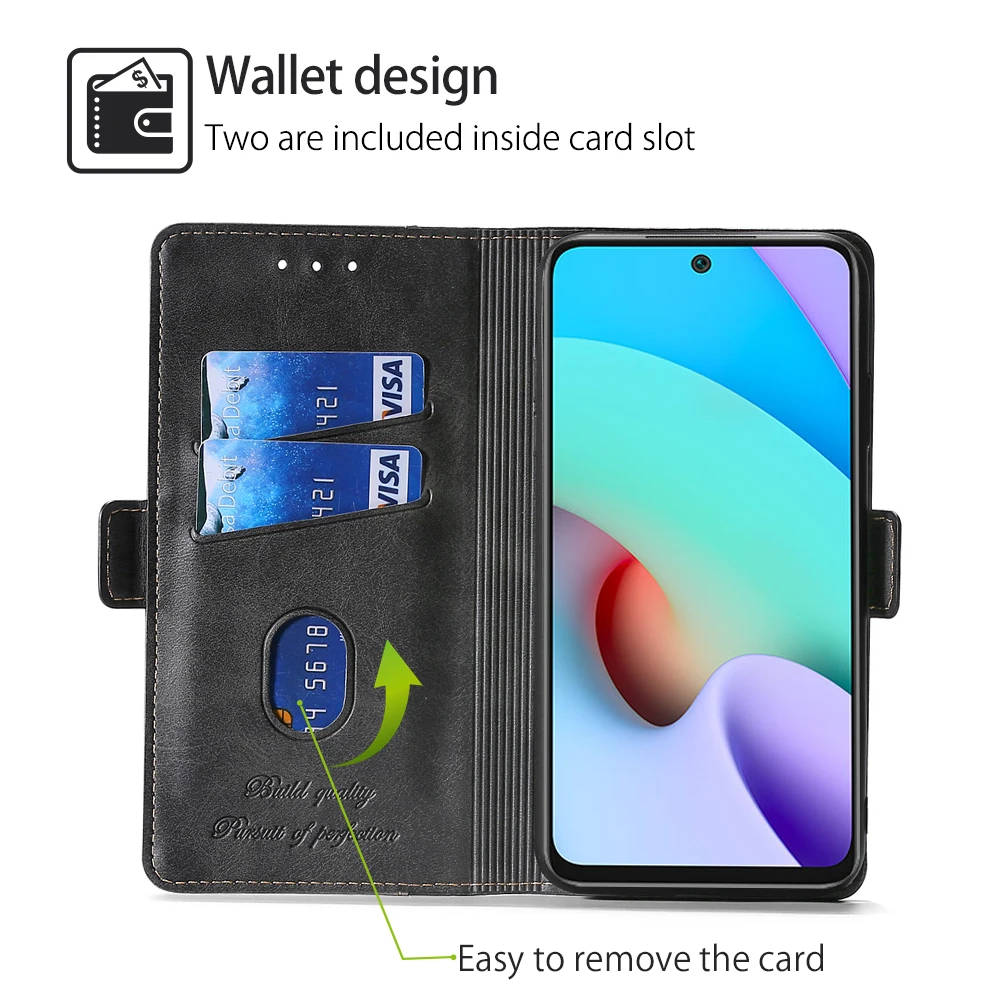 Multi-color Leather Flip Phone Case with Clashing Color Side Buckle Case. Suitable for Redmi 9C-10A/9A/12C/Note 8 Pro/Note 9T