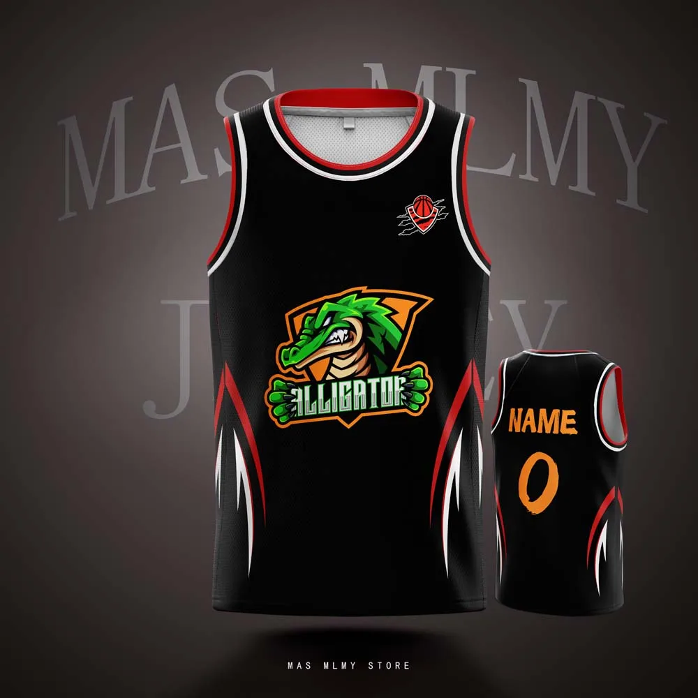 

Customized Team Basketball Jerseys Alligator Digital Printed For Kids Youth and Adult Personalized Name Number Mesh Sports Shirt