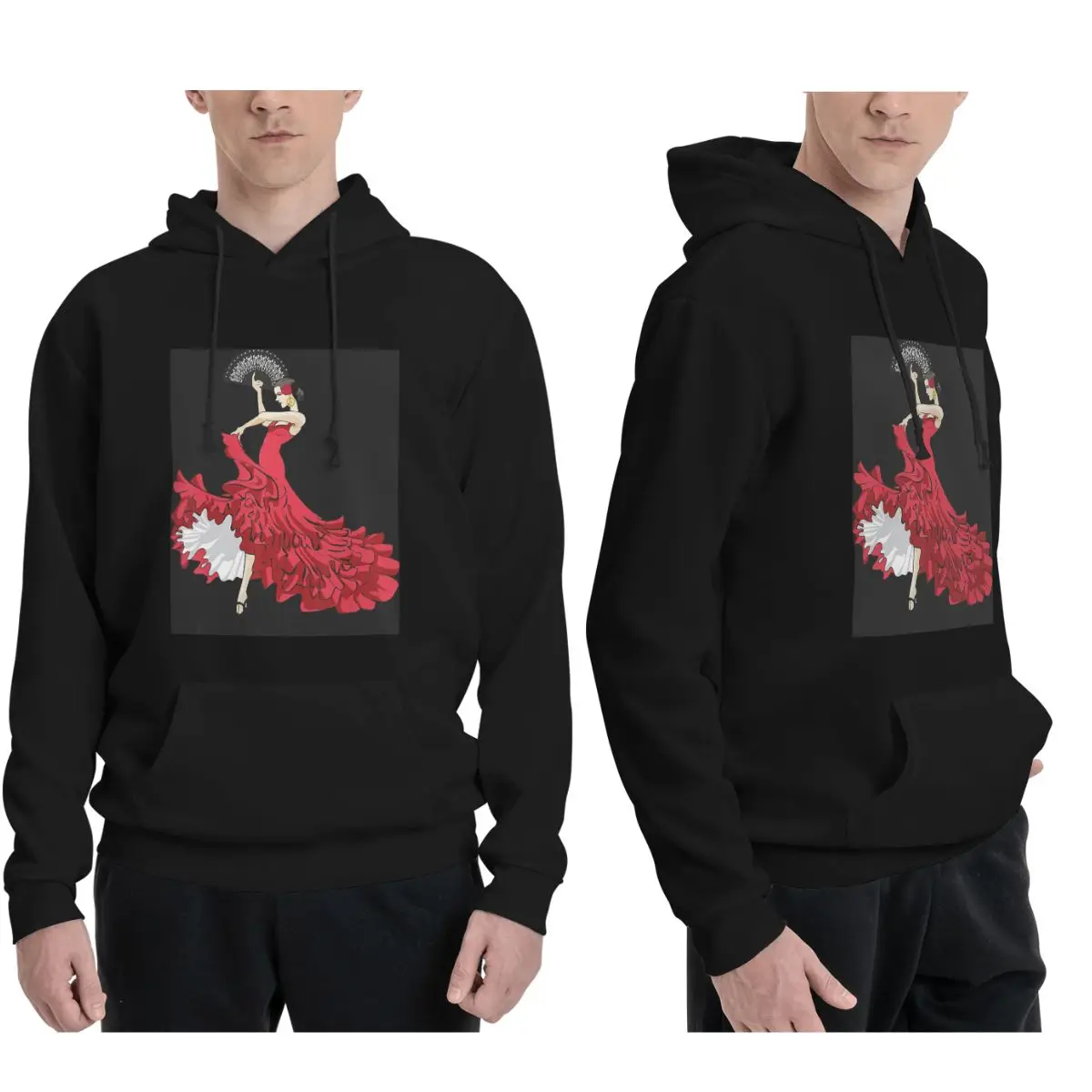 Sudaderas con capucha de bailarina de Flamenco España para hombre y mujer, Jersey informal, sudaderas de moda de manga larga con capucha para Otoño e Invierno