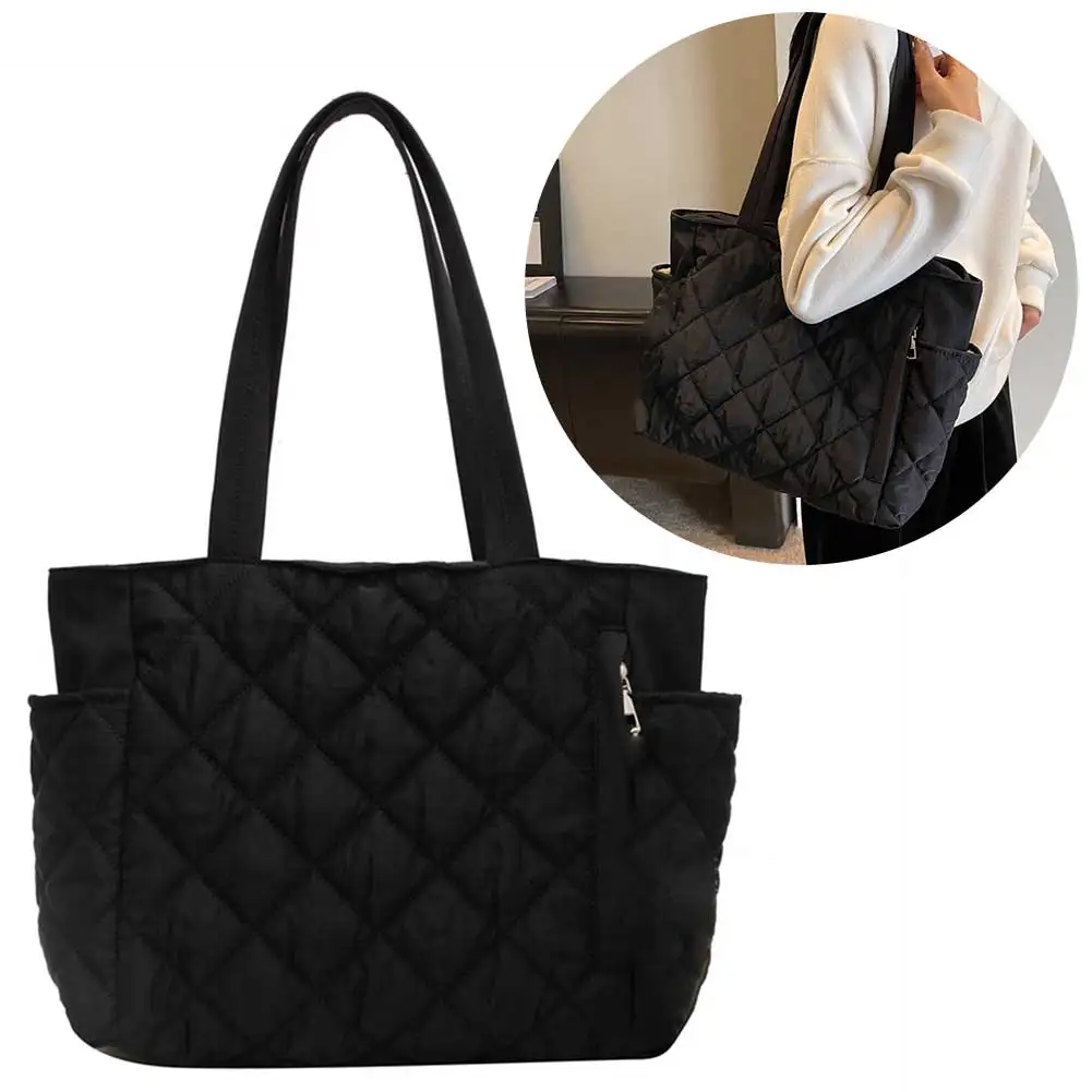 

Women Padded Hobo Handbag Casual Lightweight Handbag Adjustable Strap Diamond Quilted Tote Bag Padding Shoulder Bag Shopping Bag