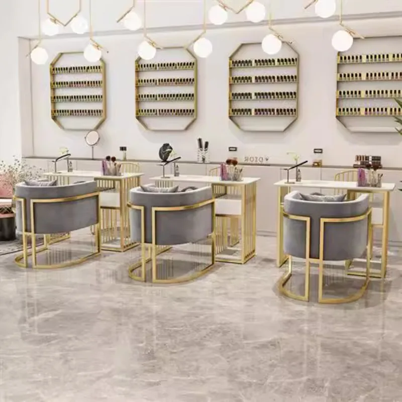 Workstation Designer Nail Desk Modern Salon Waterproof Light Luxury Nail Desk Reception High Quality Nageltisch Salon Furniture