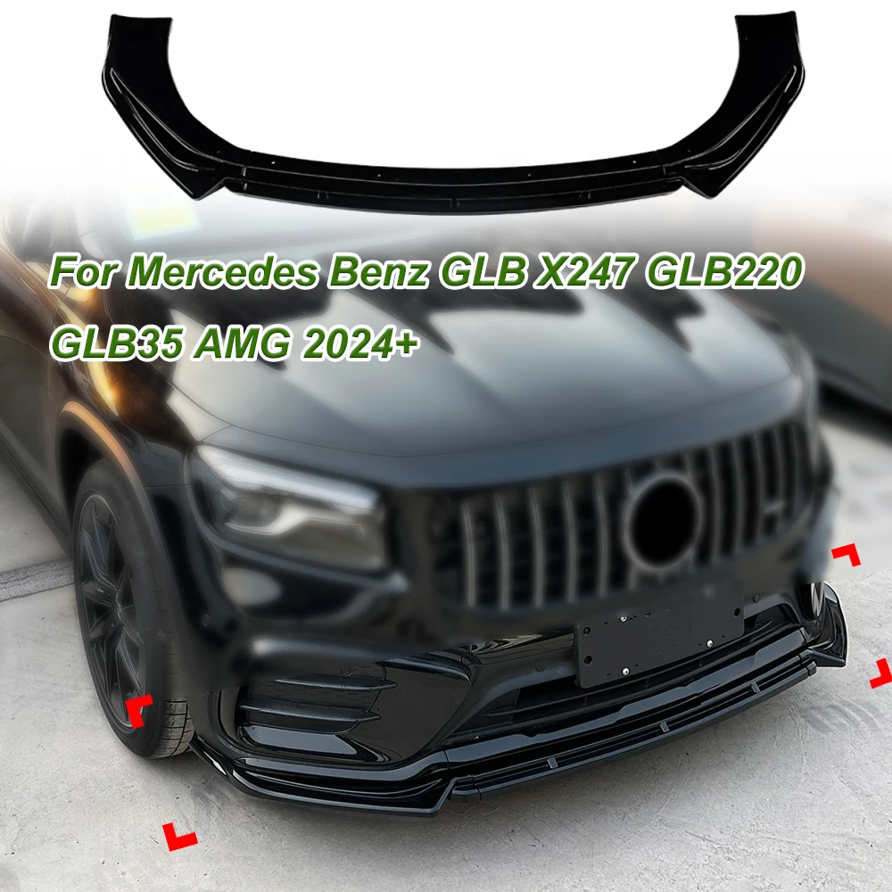 Front Lip Spoiler Front Bumper Shovel Modification Spoiler Exterior Body Kit For Mercedes Benz GLB X247 GLB220 GLB35 AMG 2024+