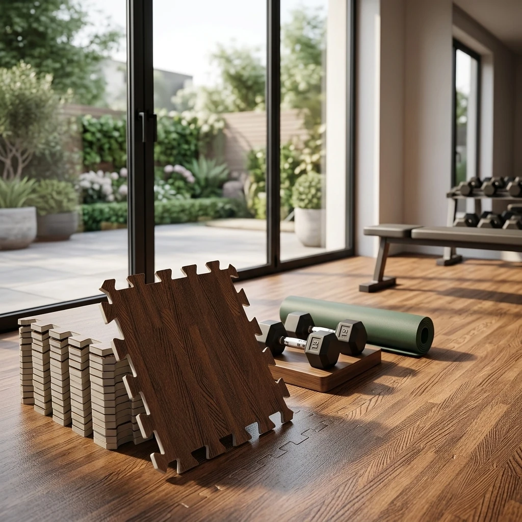 Premium Professionelle Hochwertige Fortschrittliche Holzmaserung Fitness-Bodenmatten Ineinandergreifende Schaumstoffplatten Rutschfest Wasserdicht Stoßdämpfend