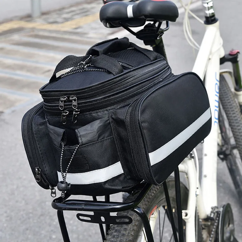 Large Capacity Bicycle Pannier Bag Mountain Bike Rear Shelf Bag Waterproof Storage Luggage Bag Saddle Bag with Reflective Strip