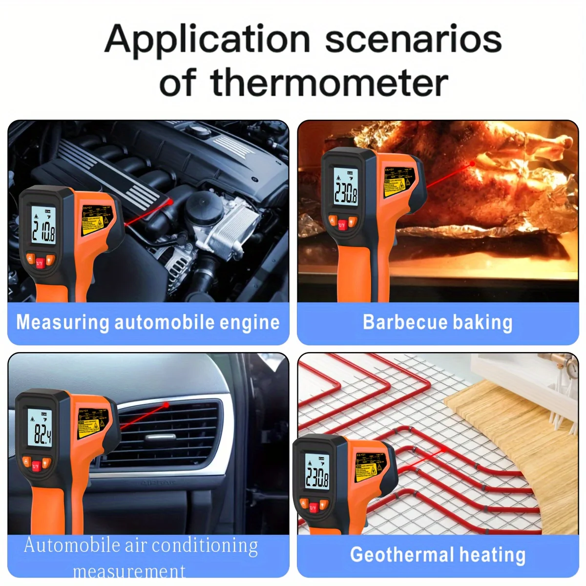 NJTY T600T600A Laser Temperature Gun Infrared Thermometer Sensor Handheld Non-contact IR LCD Industrial Pyrometer Digital 600 °C