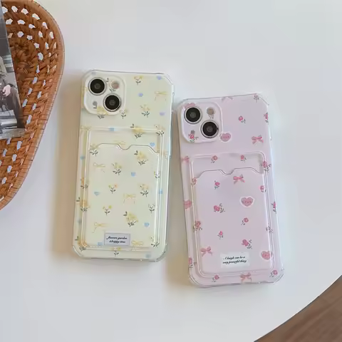 Korean Flower Wallet Card Holder Phone Case For Samsung Galay A55 A54 A14 A24 A15 A25 S24 S25 Ultra S22 Plus S23 S21 FE Cover