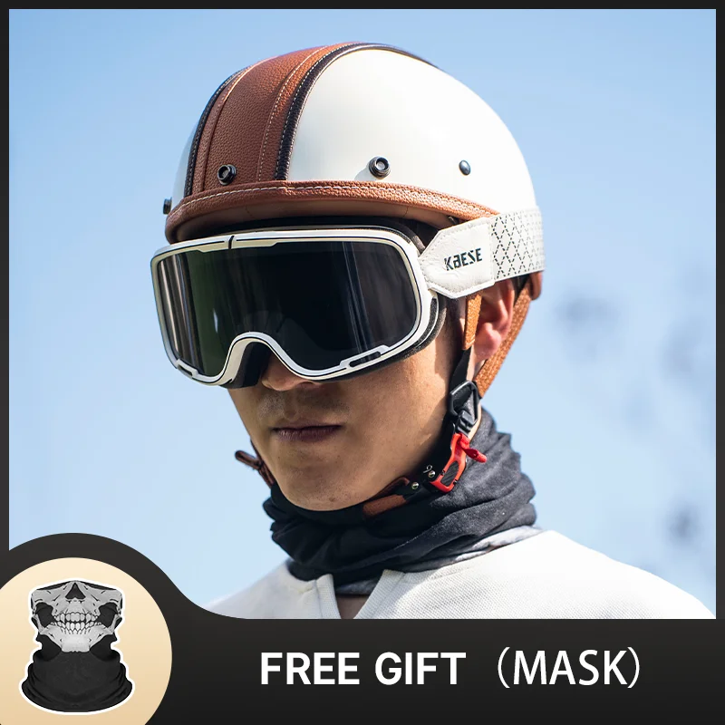 

DOT Certificated Retro Motorcycle Helmet Cafe Racer Open Face Casco Moto Motorcycle Accessories Men Moto Helmets Croos Kask