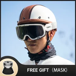 DOT Certificated Retro Motorcycle Helmet Cafe Racer Open Face Casco Moto Motorcycle Accessories Men Moto Helmets Croos Kask