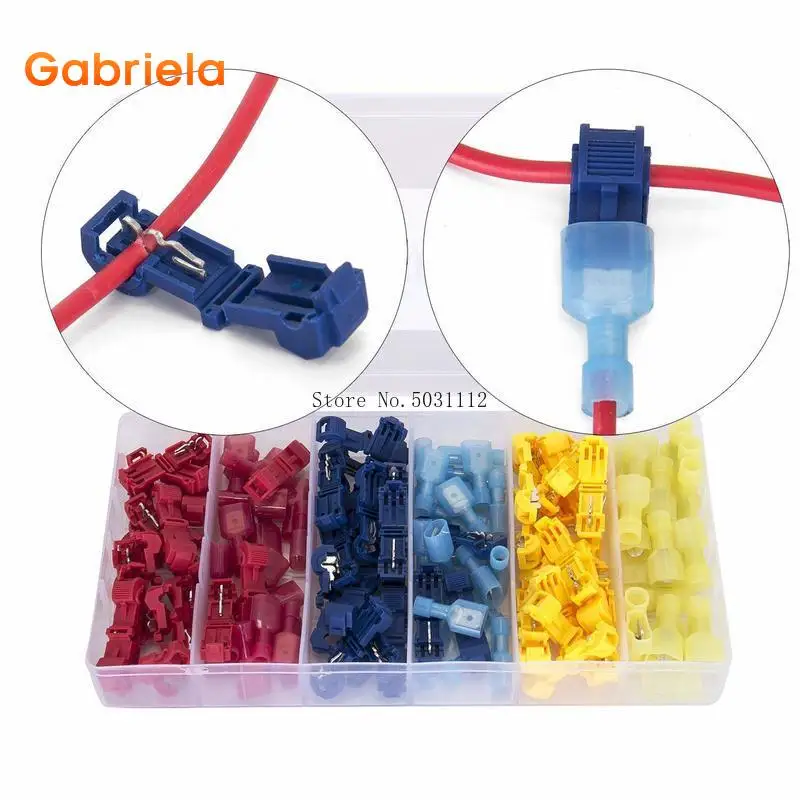 

120Pcs/60 Pairs Quick Splice Wire Terminals T-Tap Self-stripping with Nylon Fully Insulated Male Quick Disconnects Kit