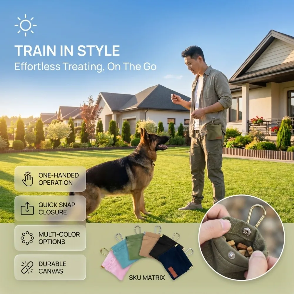 Portable Dog Training Treat Bag Water-Resistant Hands-Free Dog Food Bag Durable with Hook Training Fanny Pack