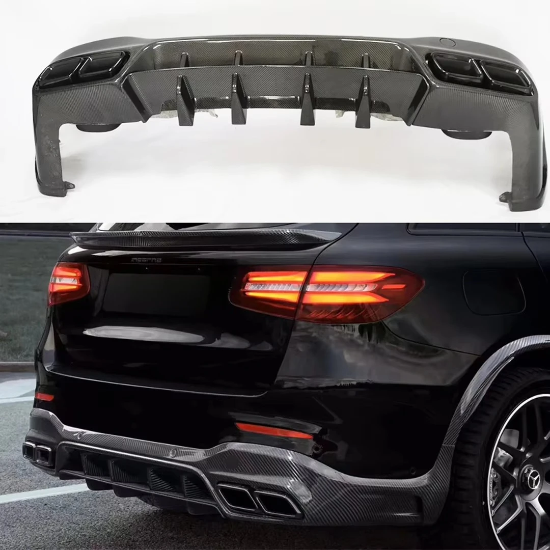 

TOPCAR Style GLC 43 63 AMG Carbon Fiber Rear Lip Diffuser Exhaust Tip Tailpipe for Mercedes X253 2016-2022