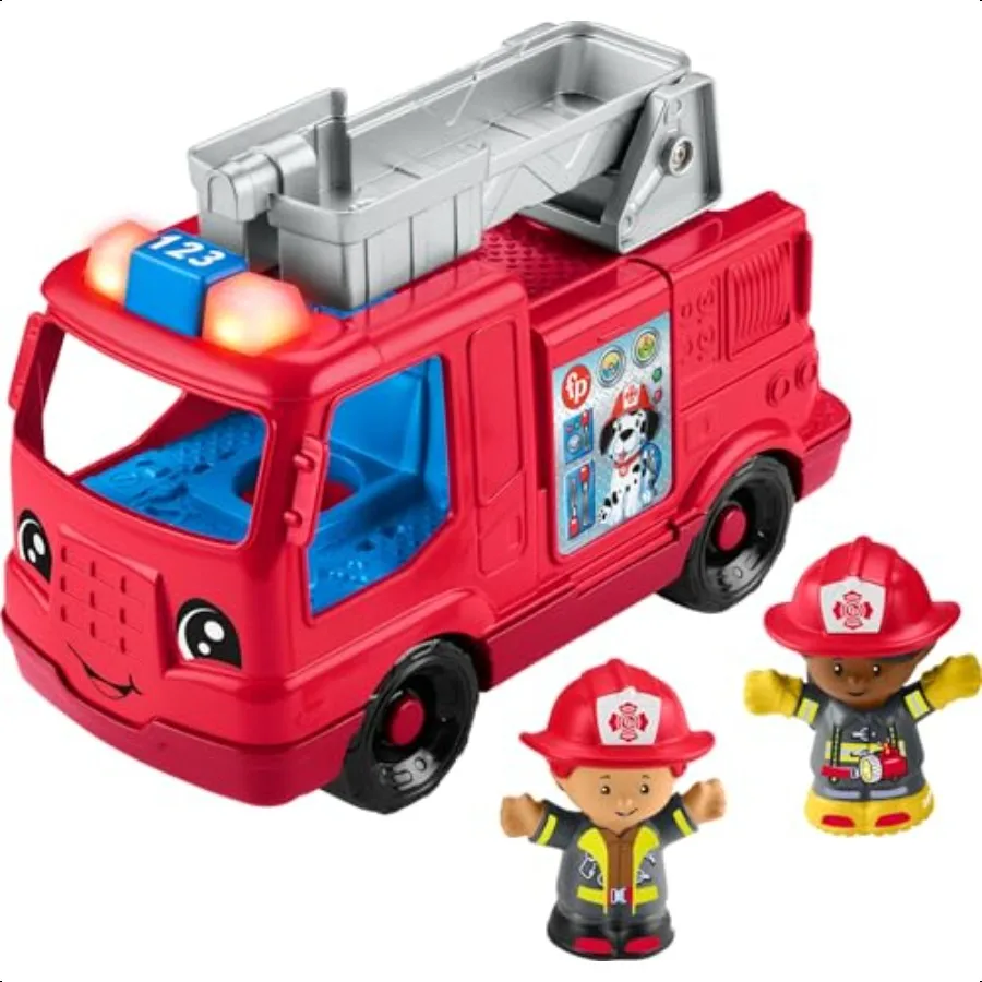 

FisherPrice Little People Toddler Toy Fire Truck Musical PushAlong Vehicle with 2 Figures for Pretend Play Ages 1+ Years
