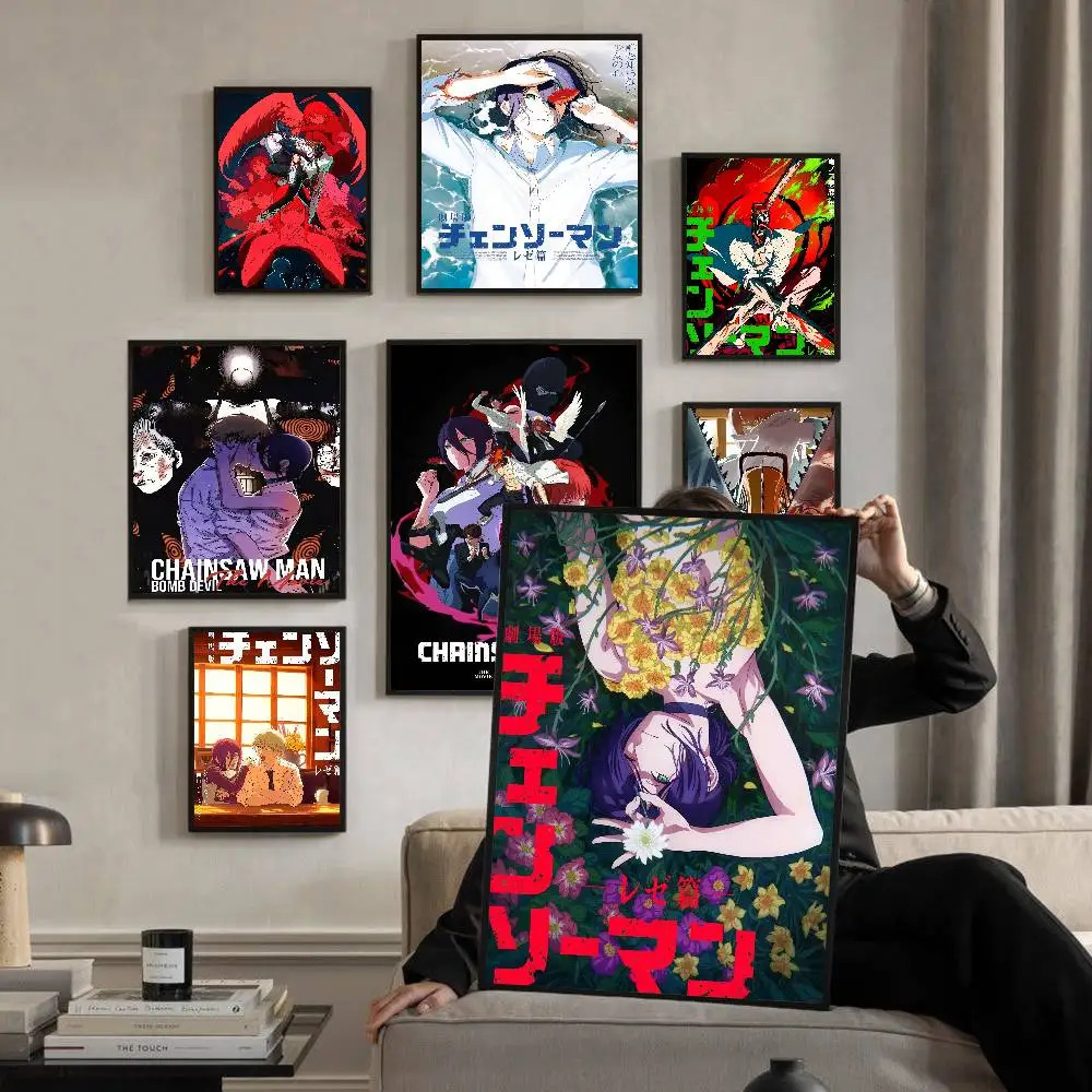 Chainsaw Man The Movie Reze Arc Anime Anime Poster Sticky Decoracion Painting Wall Art White Kraft Paper Wall Decor